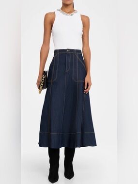 NWT Cinq A Sept Benji Denim Maxi Skirt